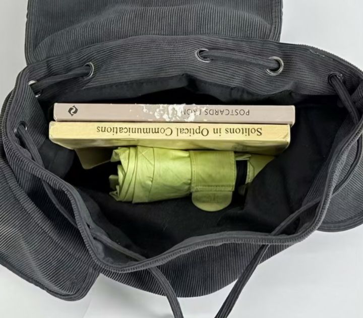TROUVAILLE東大門代購26秋冬復古燈芯絨翻蓋雙肩包雙肩背包可TROUVAILLE雙肩背包