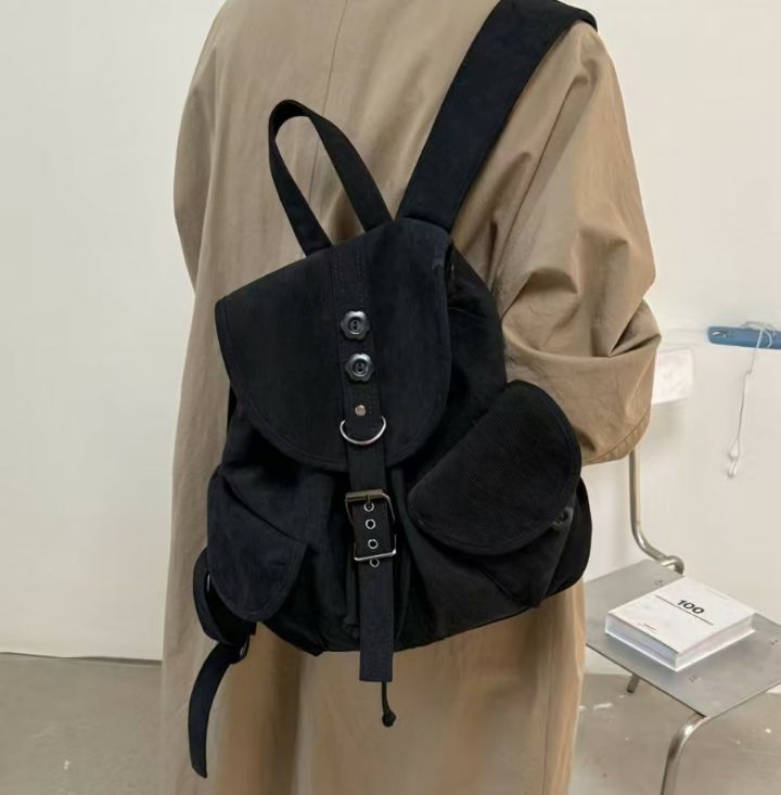 TROUVAILLE東大門代購26秋冬復古燈芯絨翻蓋雙肩包雙肩背包可TROUVAILLE雙肩背包圖色3