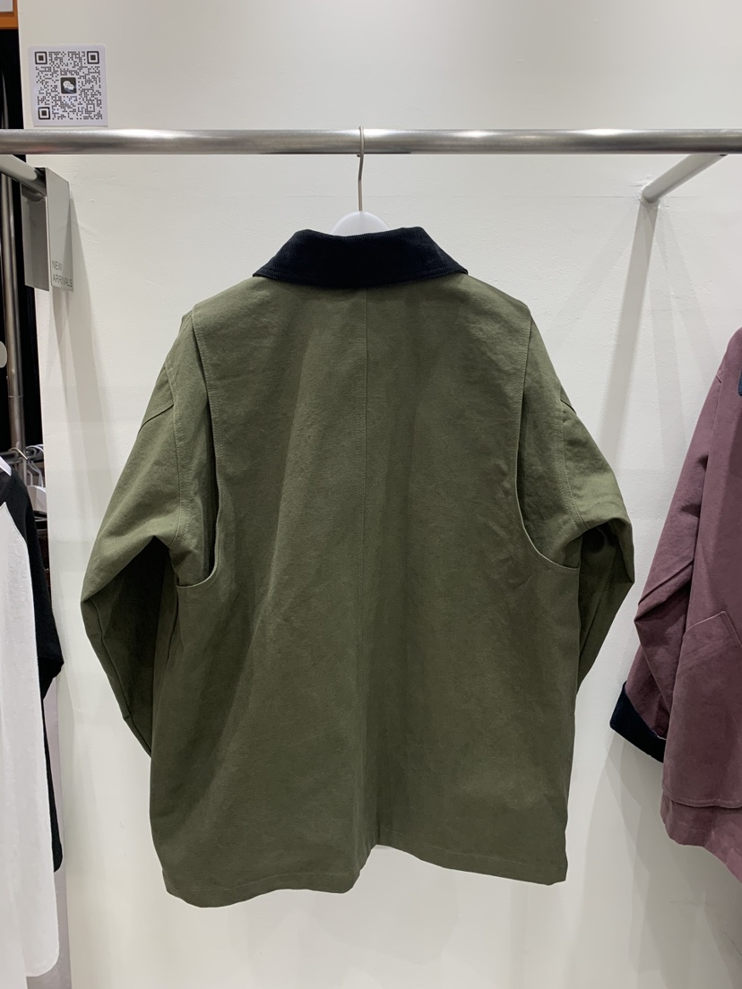 MOREMORE韓國直郵26秋冬撞色領工裝夾克單排扣燈芯絨水洗撞色MOREMORE夾克
