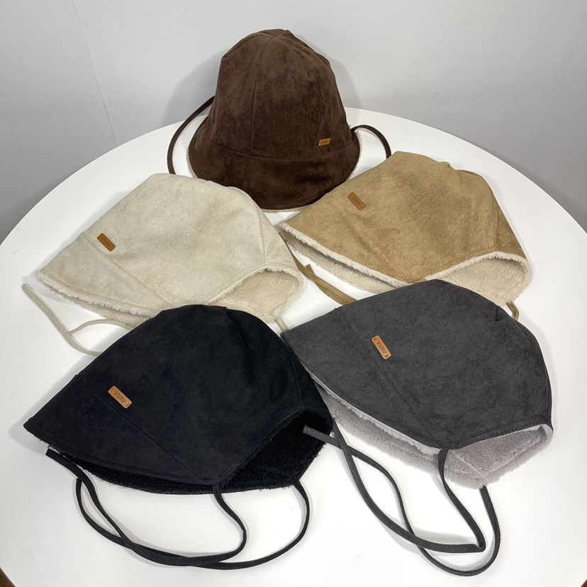 LOVELY HAT東大門代購26秋冬加絨系帶保暖漁夫帽帽子加絨系帶LOVELY HAT帽子