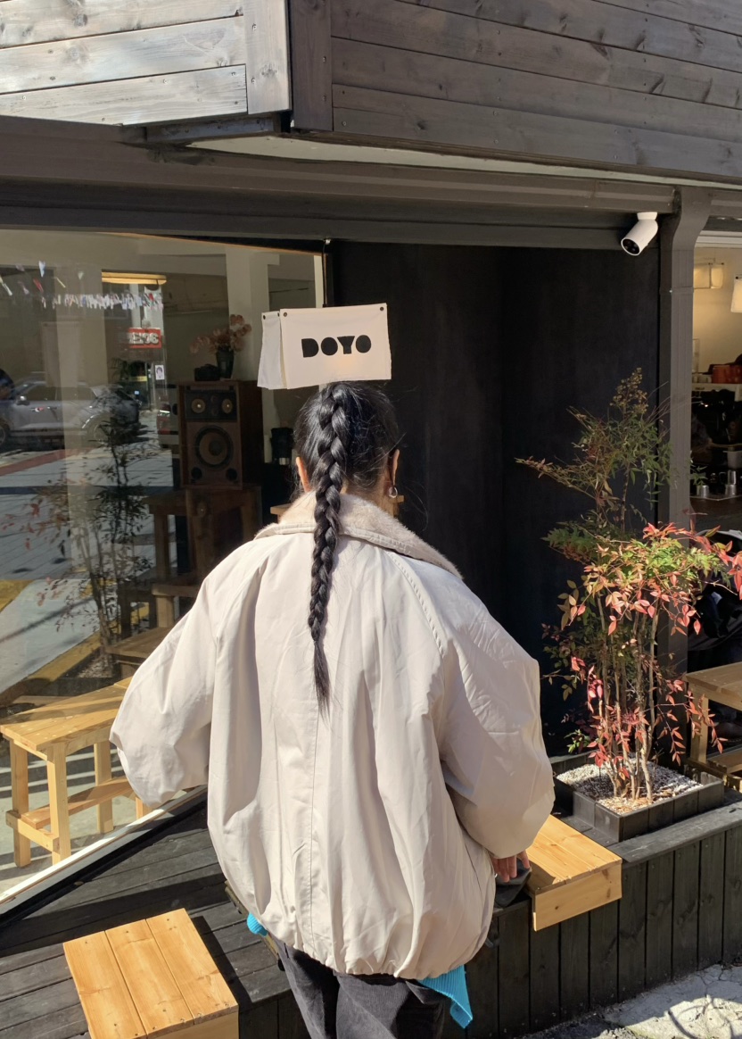 OUPPT韓國代購26秋冬毛領兩面穿寬松夾克兩面穿毛絨落肩翻領寬OUPPT夾克