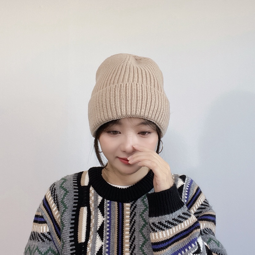 LOVELY HAT東大門實拍26秋冬豎坑條針織卷邊毛線帽帽子LOVELY HAT帽子
