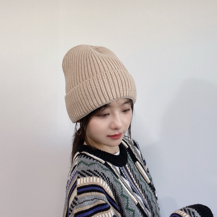 LOVELY HAT東大門實拍26秋冬豎坑條針織卷邊毛線帽帽子LOVELY HAT帽子