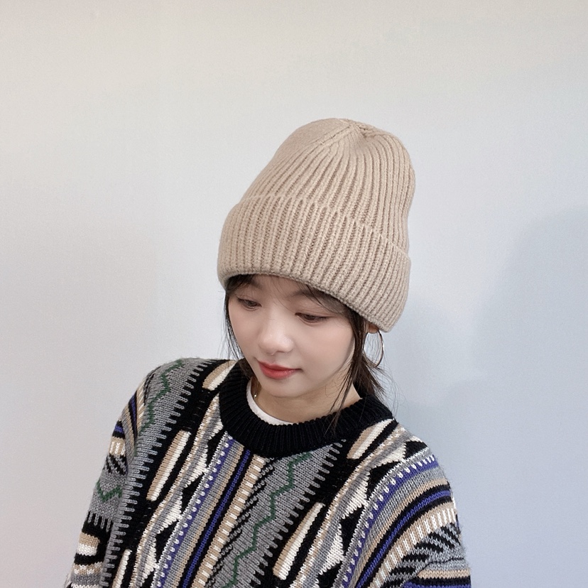 LOVELY HAT東大門實拍26秋冬豎坑條針織卷邊毛線帽帽子LOVELY HAT帽子