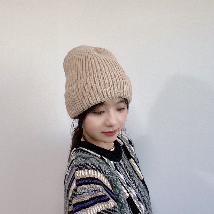 LOVELY HAT東大門實拍26秋冬豎坑條針織卷邊毛線帽帽子LOVELY HAT帽子