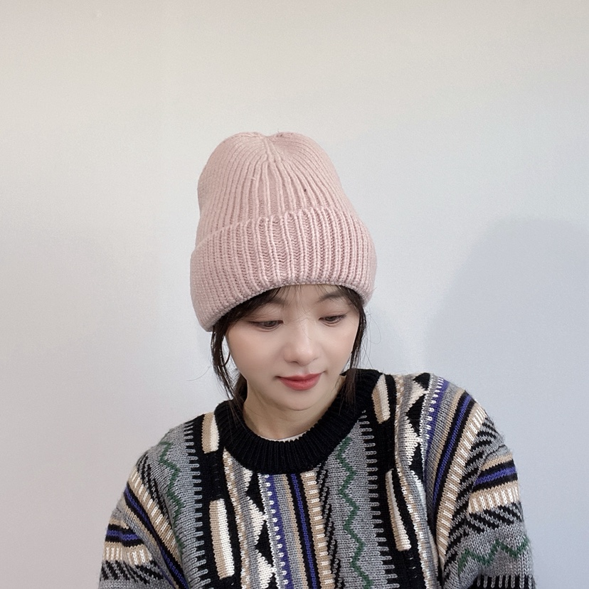 LOVELY HAT東大門實拍26秋冬豎坑條針織卷邊毛線帽帽子LOVELY HAT帽子