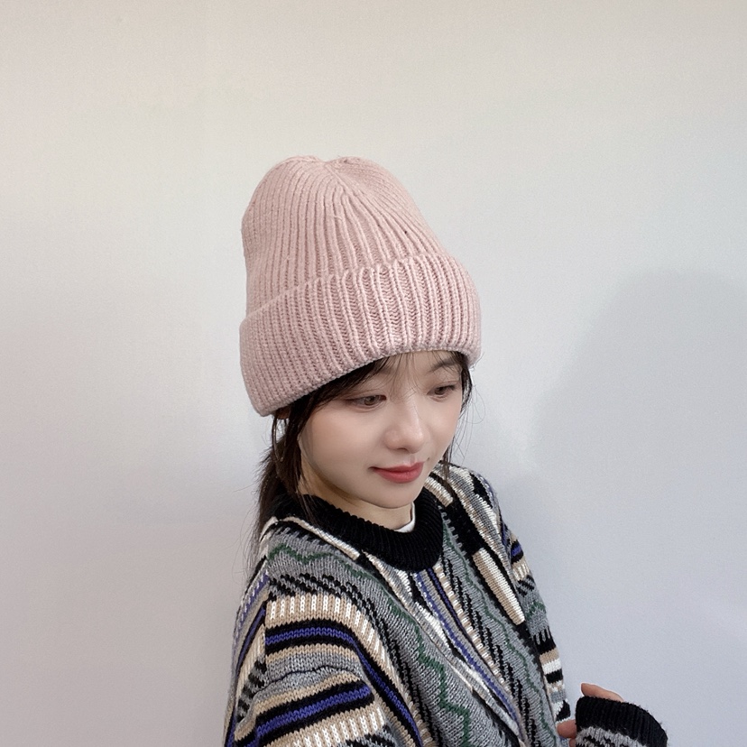 LOVELY HAT東大門實拍26秋冬豎坑條針織卷邊毛線帽帽子LOVELY HAT帽子