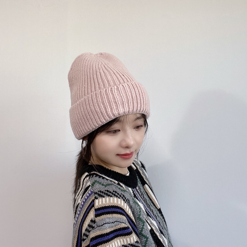 LOVELY HAT東大門實拍26秋冬豎坑條針織卷邊毛線帽帽子LOVELY HAT帽子