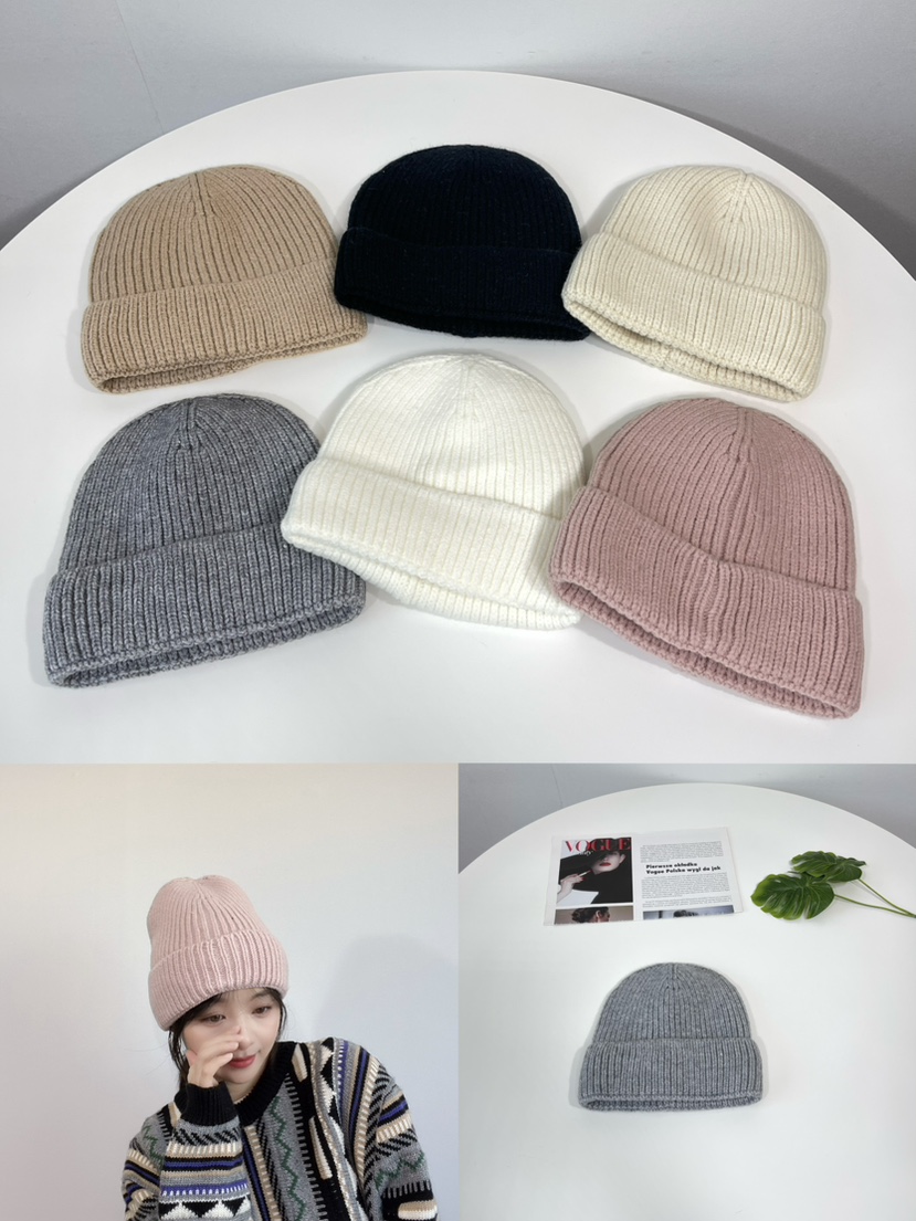 LOVELY HAT東大門實拍26秋冬豎坑條針織卷邊毛線帽帽子LOVELY HAT帽子