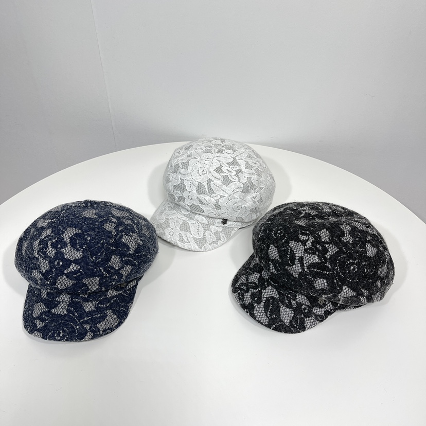 LOVELY HAT韓國直郵26秋冬蕾絲鴨嘴帽 精致甜美風帽子可調節蕾LOVELY HAT帽子