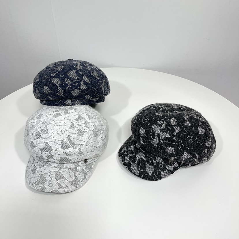 LOVELY HAT韓國直郵26秋冬蕾絲鴨嘴帽 精致甜美風帽子可調節蕾LOVELY HAT帽子