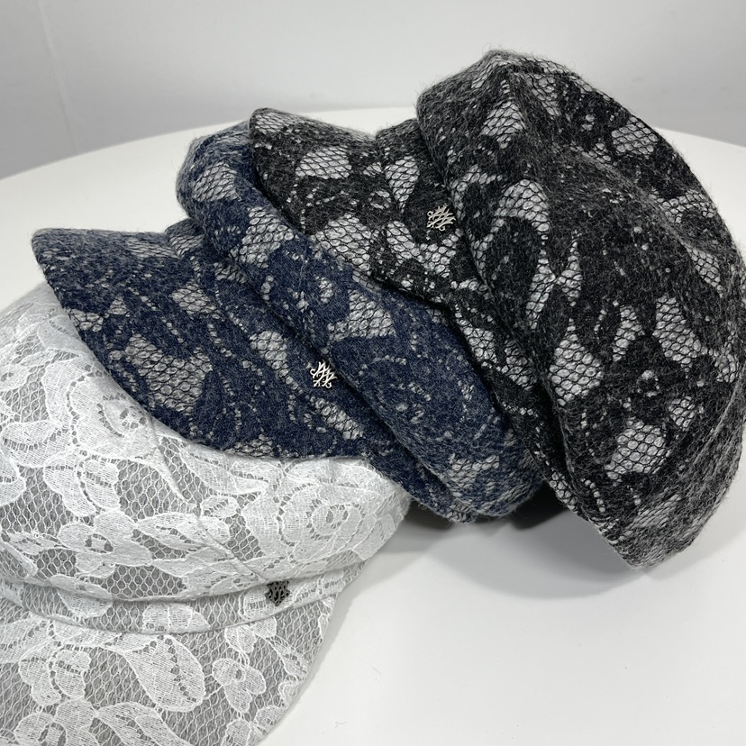 LOVELY HAT韓國直郵26秋冬蕾絲鴨嘴帽 精致甜美風帽子可調節蕾LOVELY HAT帽子