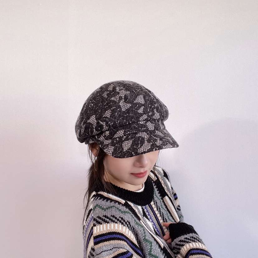 LOVELY HAT韓國直郵26秋冬蕾絲鴨嘴帽 精致甜美風帽子可調節蕾LOVELY HAT帽子