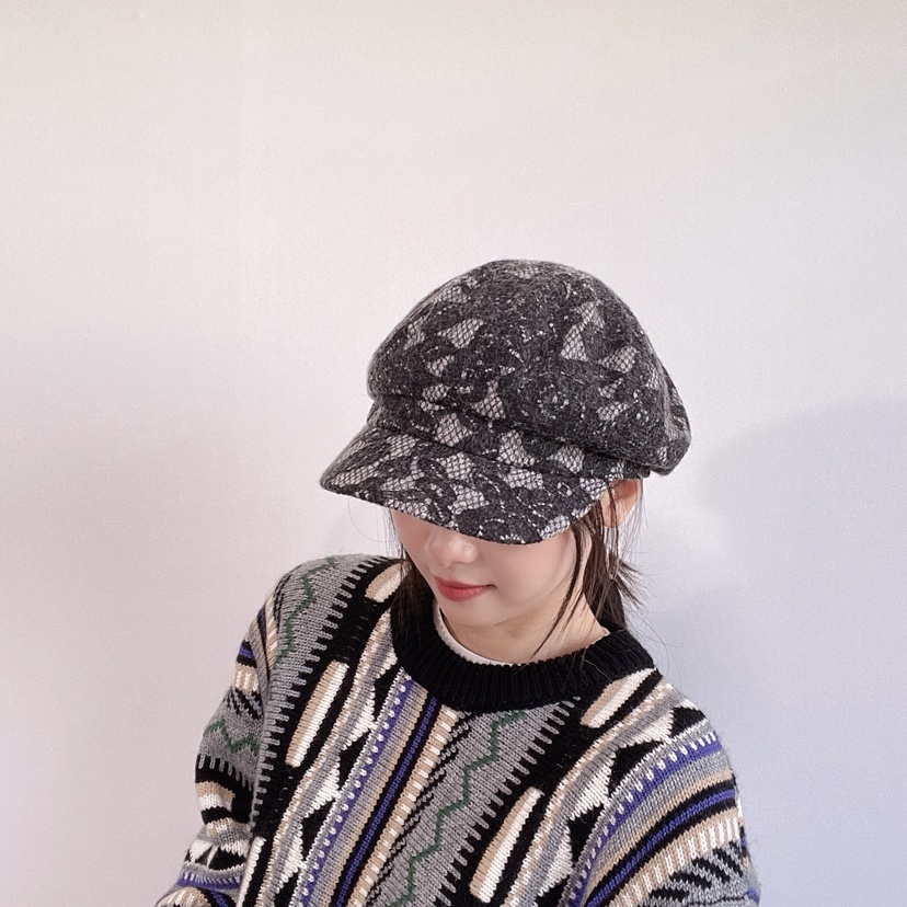 LOVELY HAT韓國直郵26秋冬蕾絲鴨嘴帽 精致甜美風帽子可調節蕾LOVELY HAT帽子