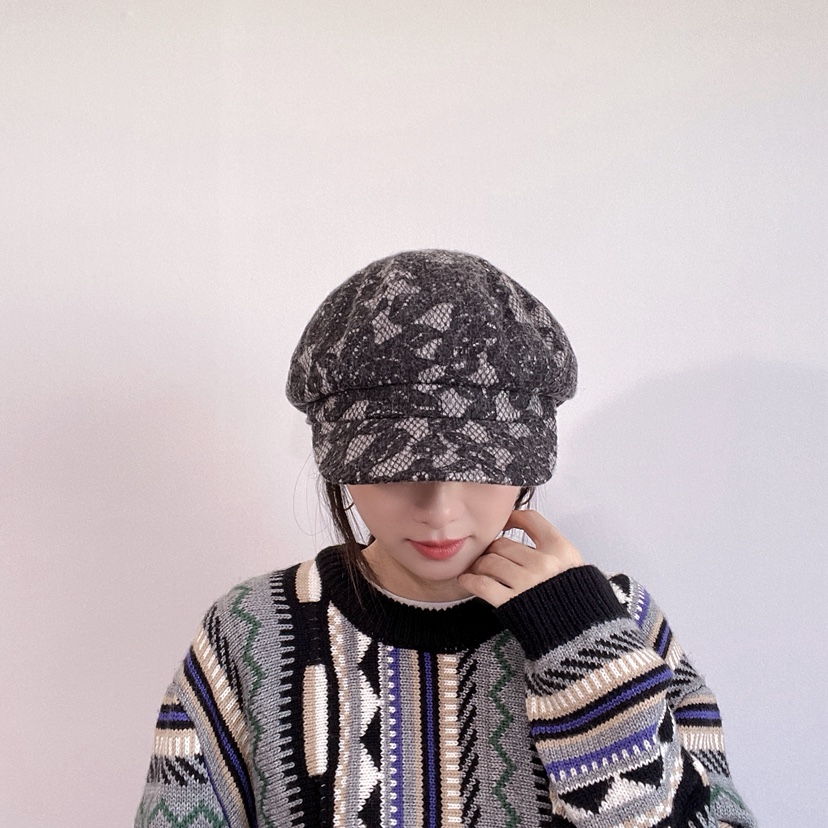 LOVELY HAT韓國直郵26秋冬蕾絲鴨嘴帽 精致甜美風帽子可調節蕾LOVELY HAT帽子