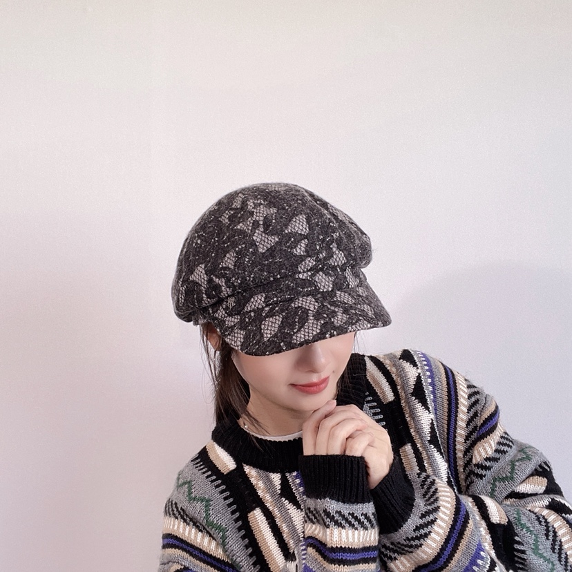 LOVELY HAT韓國直郵26秋冬蕾絲鴨嘴帽 精致甜美風帽子可調節蕾LOVELY HAT帽子