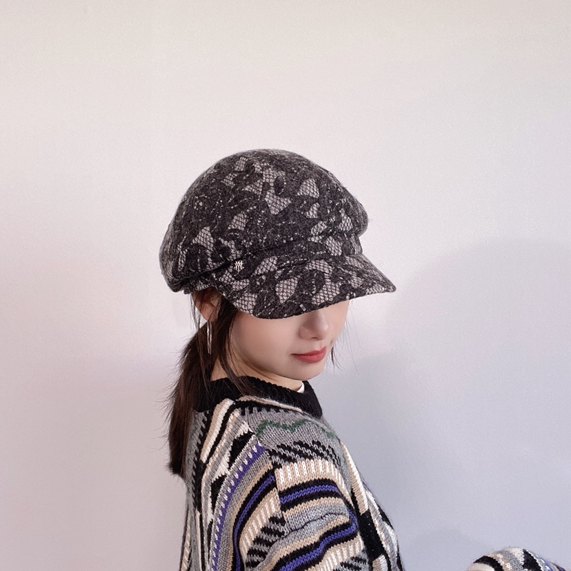 LOVELY HAT韓國直郵26秋冬蕾絲鴨嘴帽 精致甜美風帽子可調節蕾LOVELY HAT帽子