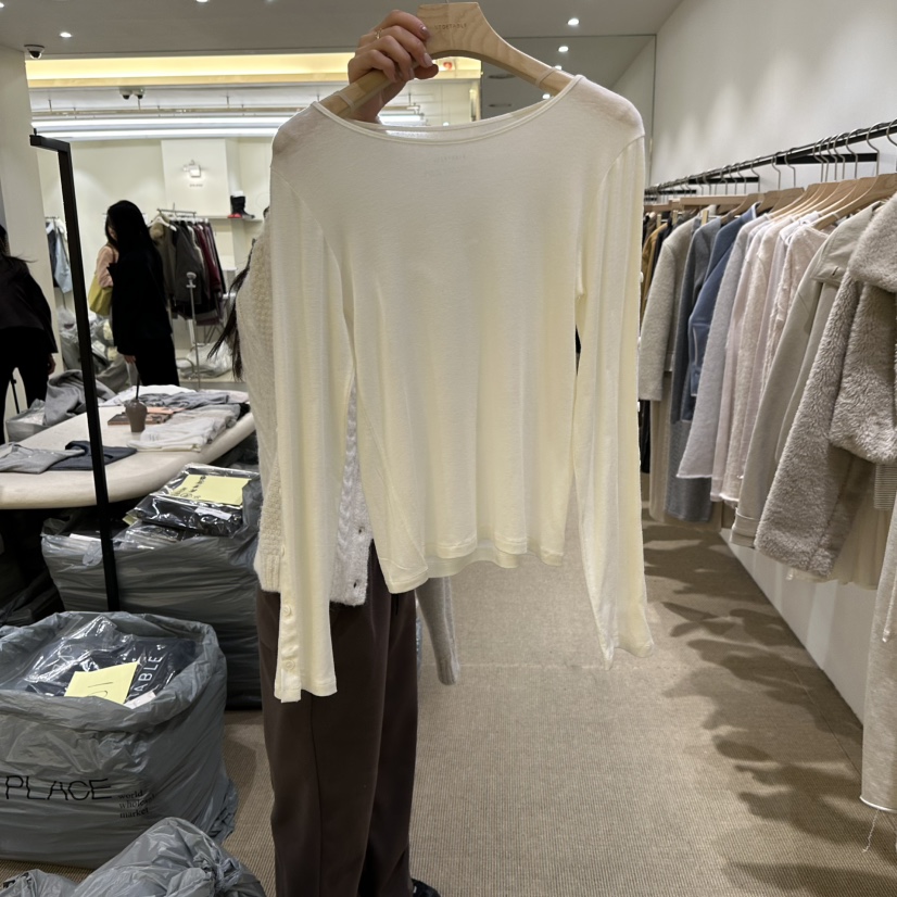 VEGETABLE韓國代購26秋冬圓領紐扣長袖T恤圓領寬松紐扣VEGETABLE長袖T恤圖色1
