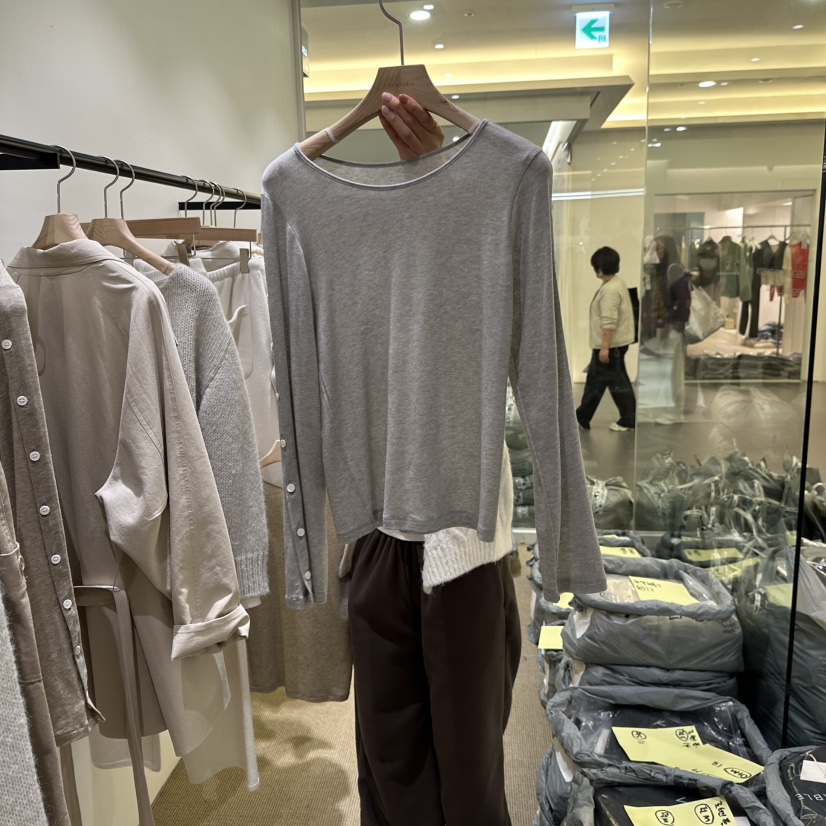 VEGETABLE韓國代購26秋冬圓領紐扣長袖T恤圓領寬松紐扣VEGETABLE長袖T恤圖色3