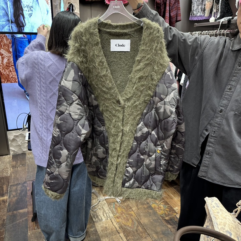 CLODE韓國代購26秋冬毛絨拼接衍縫棉服短款棉服單排扣V領口袋CLODE短款棉服圖色4