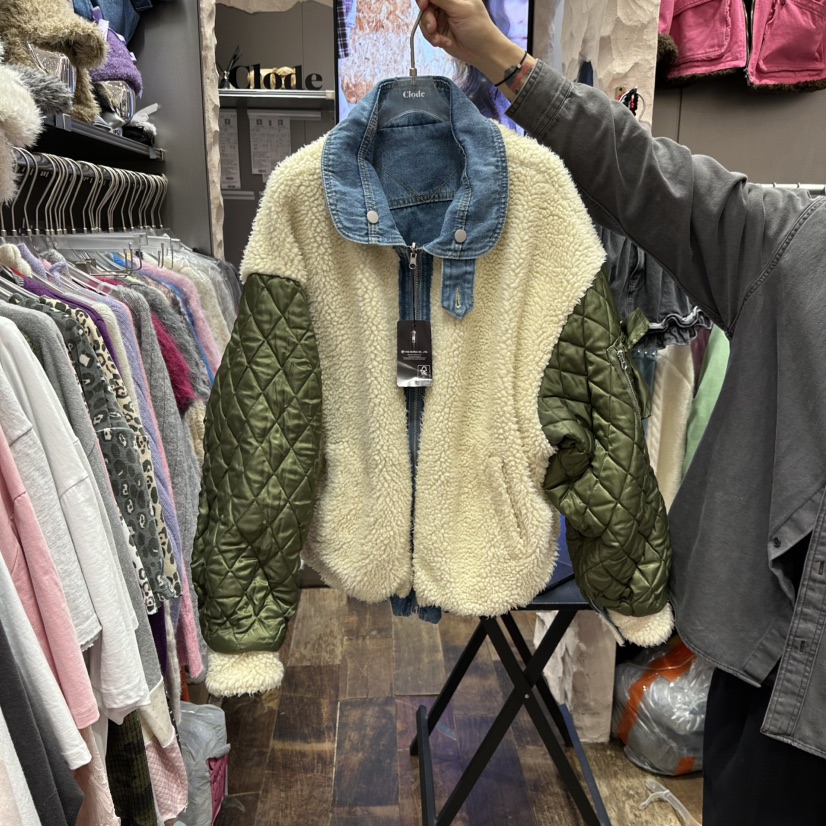 CLODE韓國直郵26秋冬拼接絎縫棉服外套短款棉服拉鏈開合口袋翻CLODE短款棉服圖色1