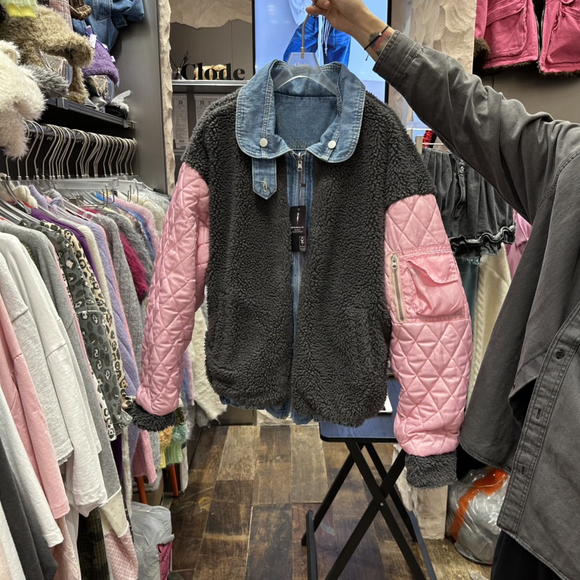 CLODE韓國直郵26秋冬拼接絎縫棉服外套短款棉服拉鏈開合口袋翻CLODE短款棉服圖色2