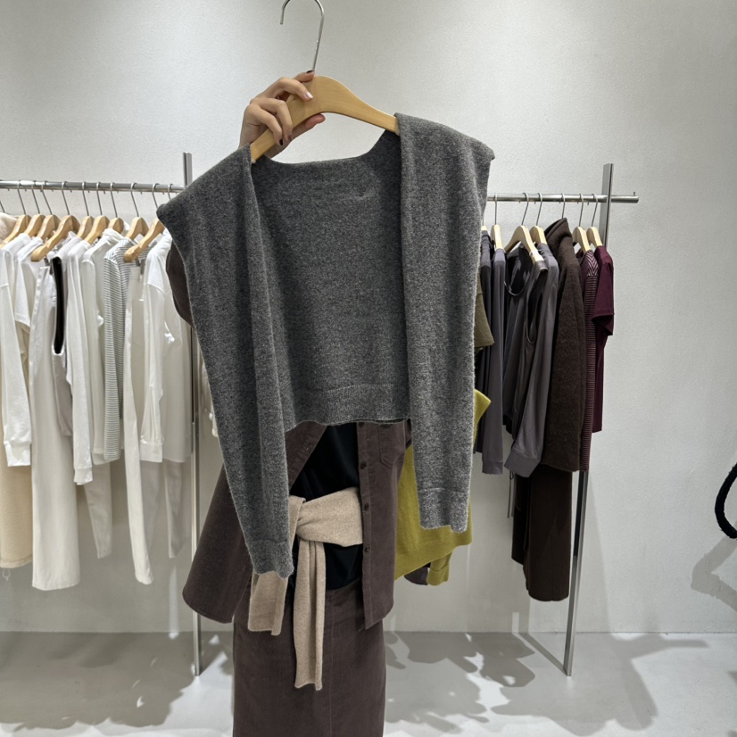 OVU東大門代購26秋冬簡約針織打結披肩圍巾披肩OVU圍巾/披肩圖色5