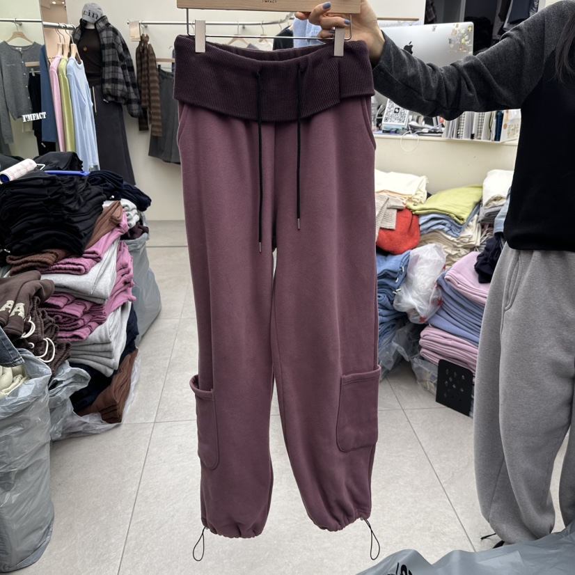 I MFACT東大門代購26秋冬拼接腰頭工裝休閑褲抽繩I MFACT休閑褲圖色3