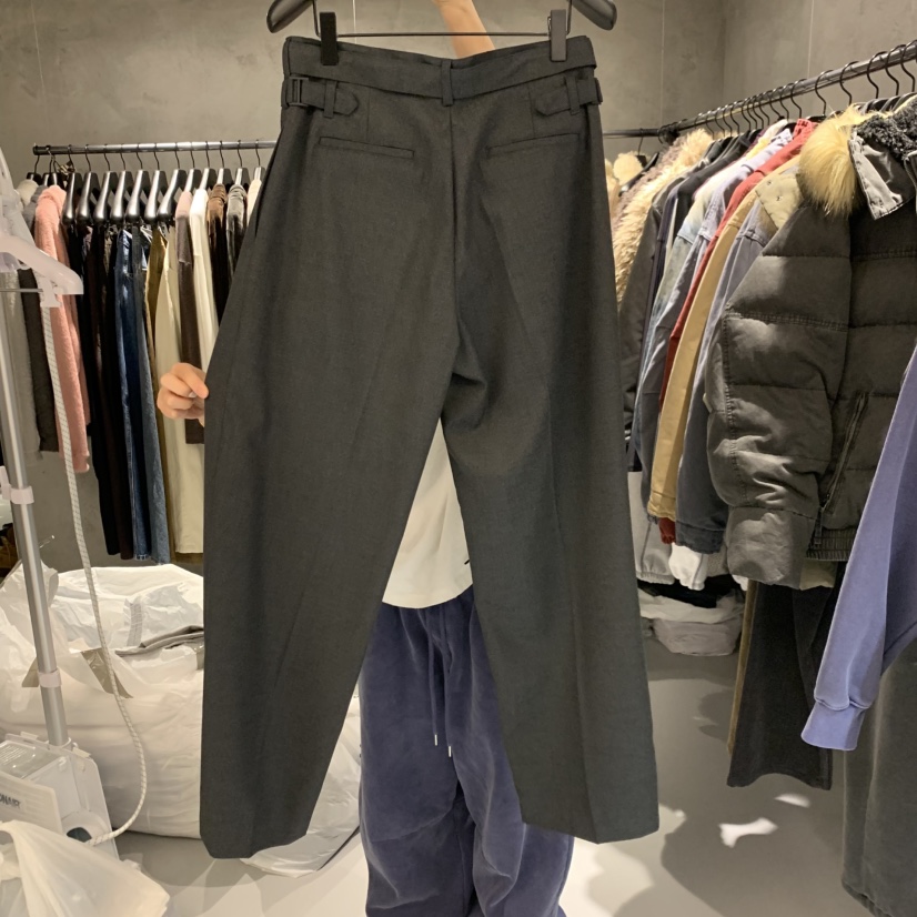 BALLOW STUDIO東大門代購26秋冬高腰腰帶休閑西褲休閑褲直筒高BALLOW STUDIO休閑褲