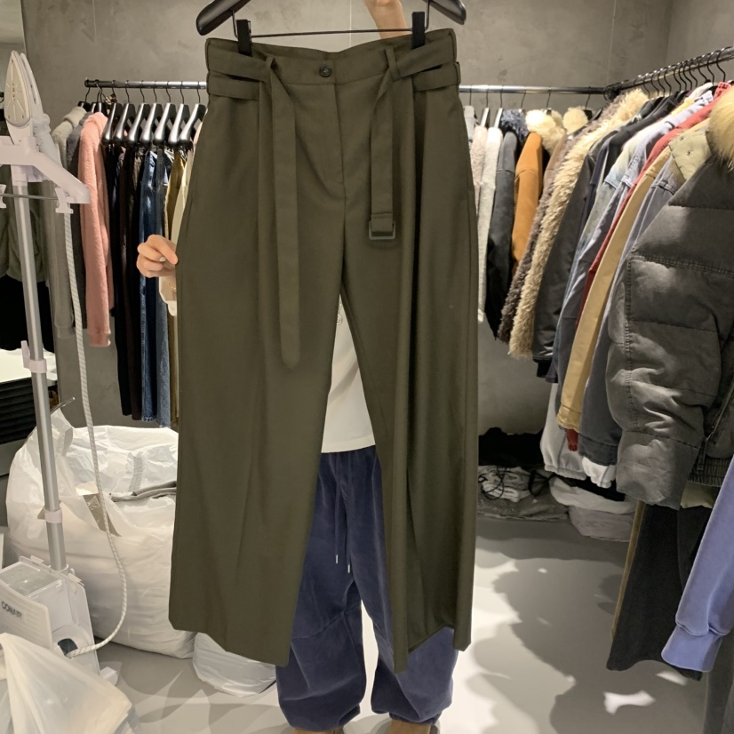 BALLOW STUDIO東大門代購26秋冬高腰腰帶休閑西褲休閑褲直筒高BALLOW STUDIO休閑褲圖色2卡其