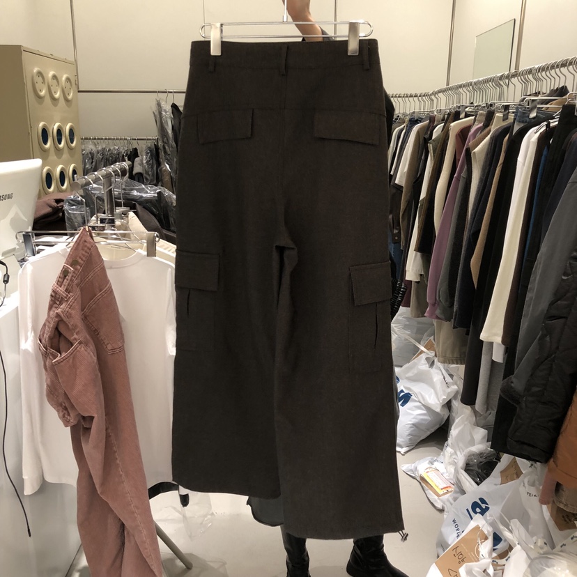 BANY ANCO東大門代購26秋冬工裝休閑褲工裝褲口袋抽繩直筒紐扣BANY ANCO休閑褲