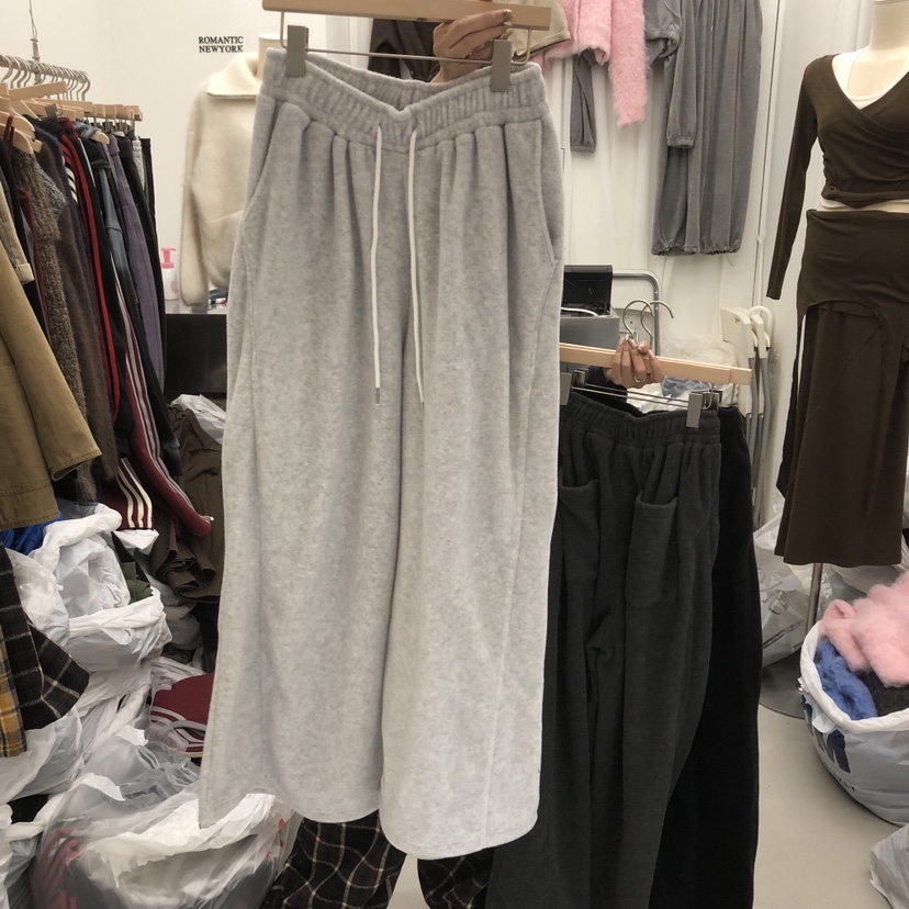 ROMANTIC NEWYORK韓國直郵26秋冬寬松搖粒絨闊腿褲休閑褲口袋ROMANTIC NEWYORK休閑褲圖色1