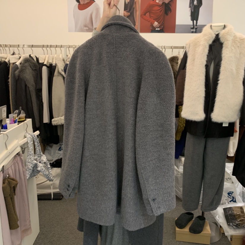 SALONDEMAG韓國直郵26秋冬翻領直筒短款毛呢大衣短款大衣翻領SALONDEMAG短款大衣