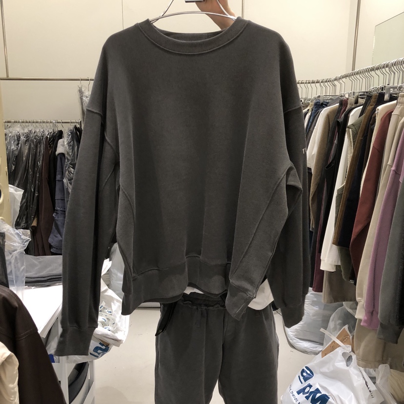 BANY ANCO東大門實拍26秋冬加絨圓領落肩衛衣加絨落肩BANY ANCO衛衣圖色2墨