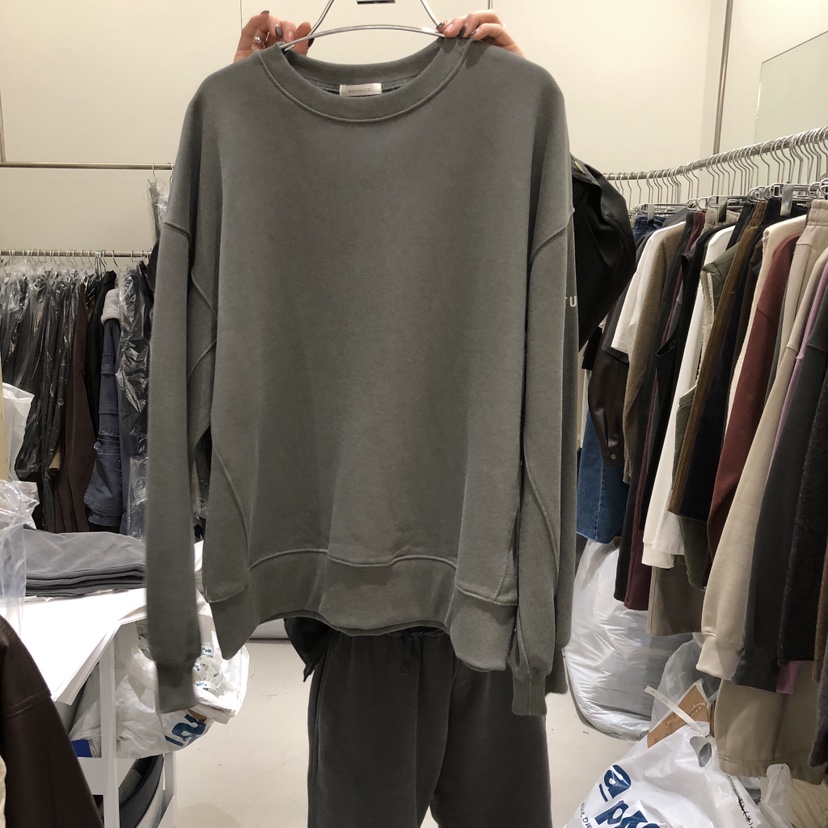BANY ANCO東大門實拍26秋冬加絨圓領落肩衛衣加絨落肩BANY ANCO衛衣圖色4卡其綠