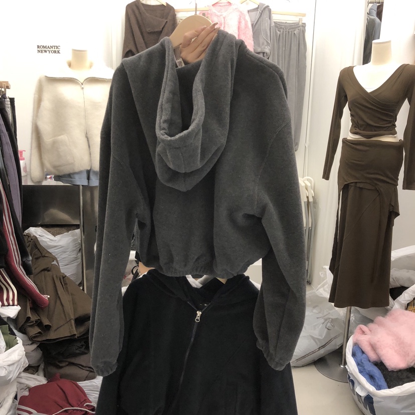 ROMANTIC NEWYORK東大門直郵26秋冬短款搖粒絨連帽衛衣拉鏈開ROMANTIC NEWYORK衛衣