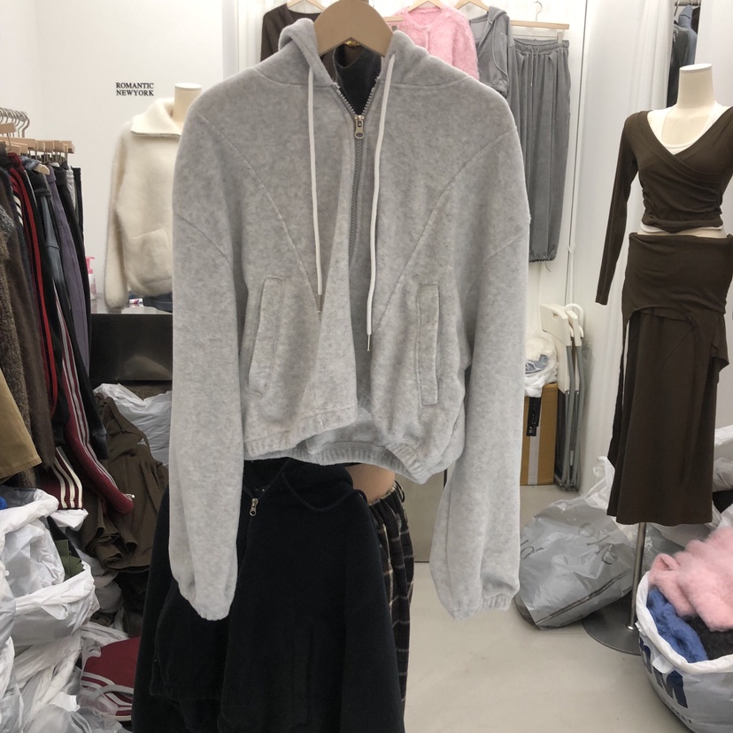 ROMANTIC NEWYORK東大門直郵26秋冬短款搖粒絨連帽衛衣拉鏈開ROMANTIC NEWYORK衛衣圖色3