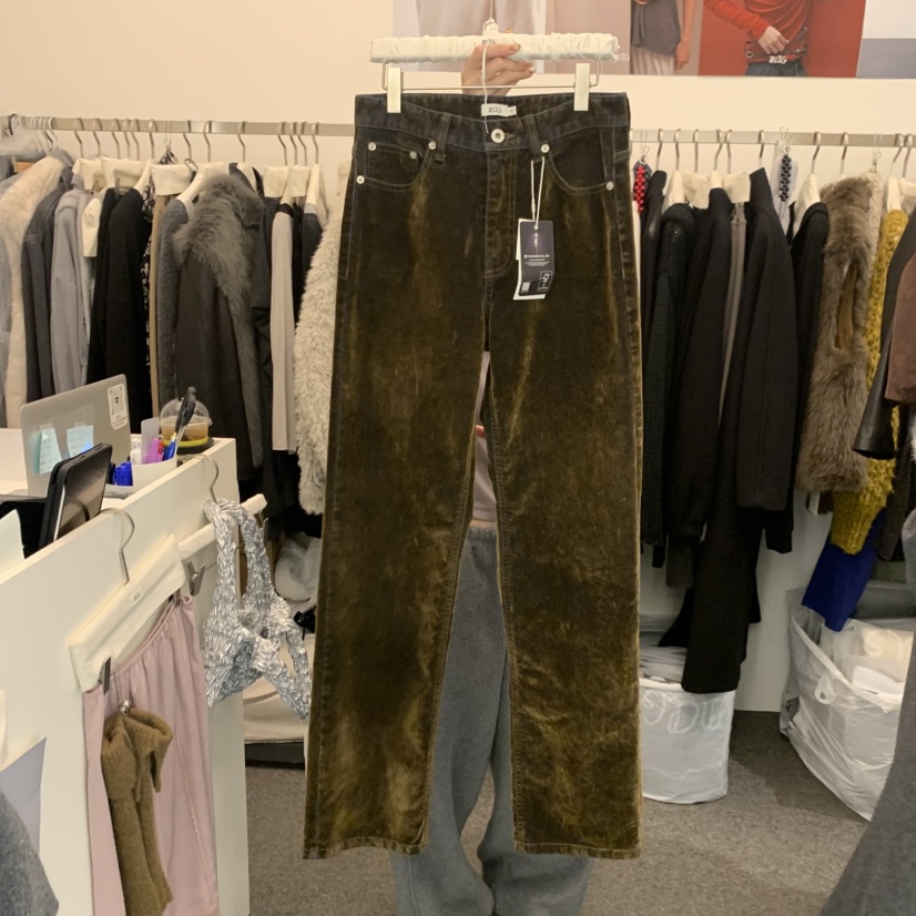 SALONDEMAG韓國直郵26秋冬直筒絲絨牛仔休閑褲天鵝絨口袋直筒SALONDEMAG休閑褲圖色1