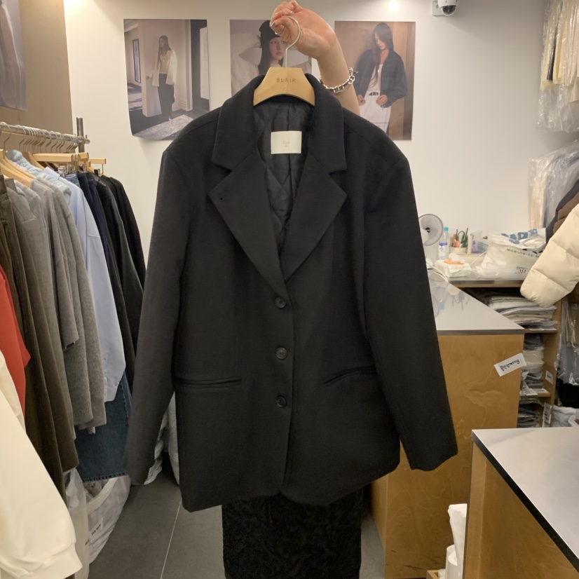 BLAIR seoul東大門實拍26秋冬短款夾棉大衣短款大衣西裝翻領單BLAIR seoul短款大衣