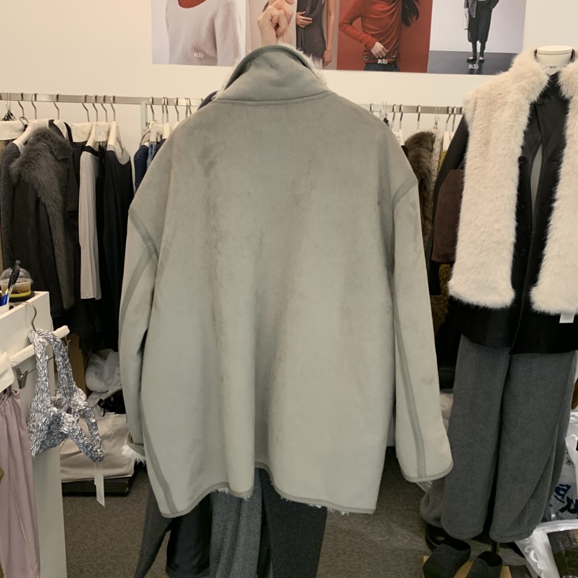 SALONDEMAG東大門直郵26秋冬兩面穿毛絨夾克兩面穿皮草落肩翻SALONDEMAG夾克