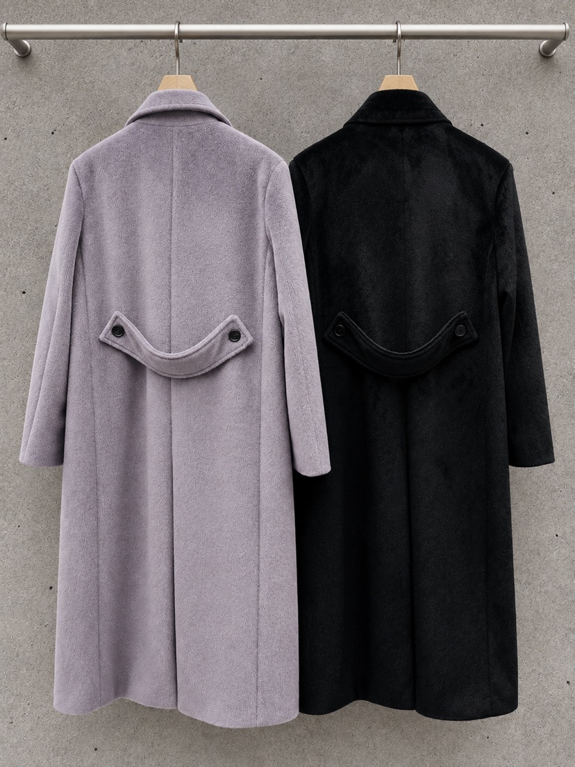 NYLON東大門實拍26秋冬高領雙排扣中長大衣中長款大衣雙排扣系NYLON中長款大衣