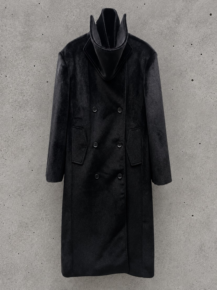 NYLON東大門實拍26秋冬高領雙排扣中長大衣中長款大衣雙排扣系NYLON中長款大衣圖色2