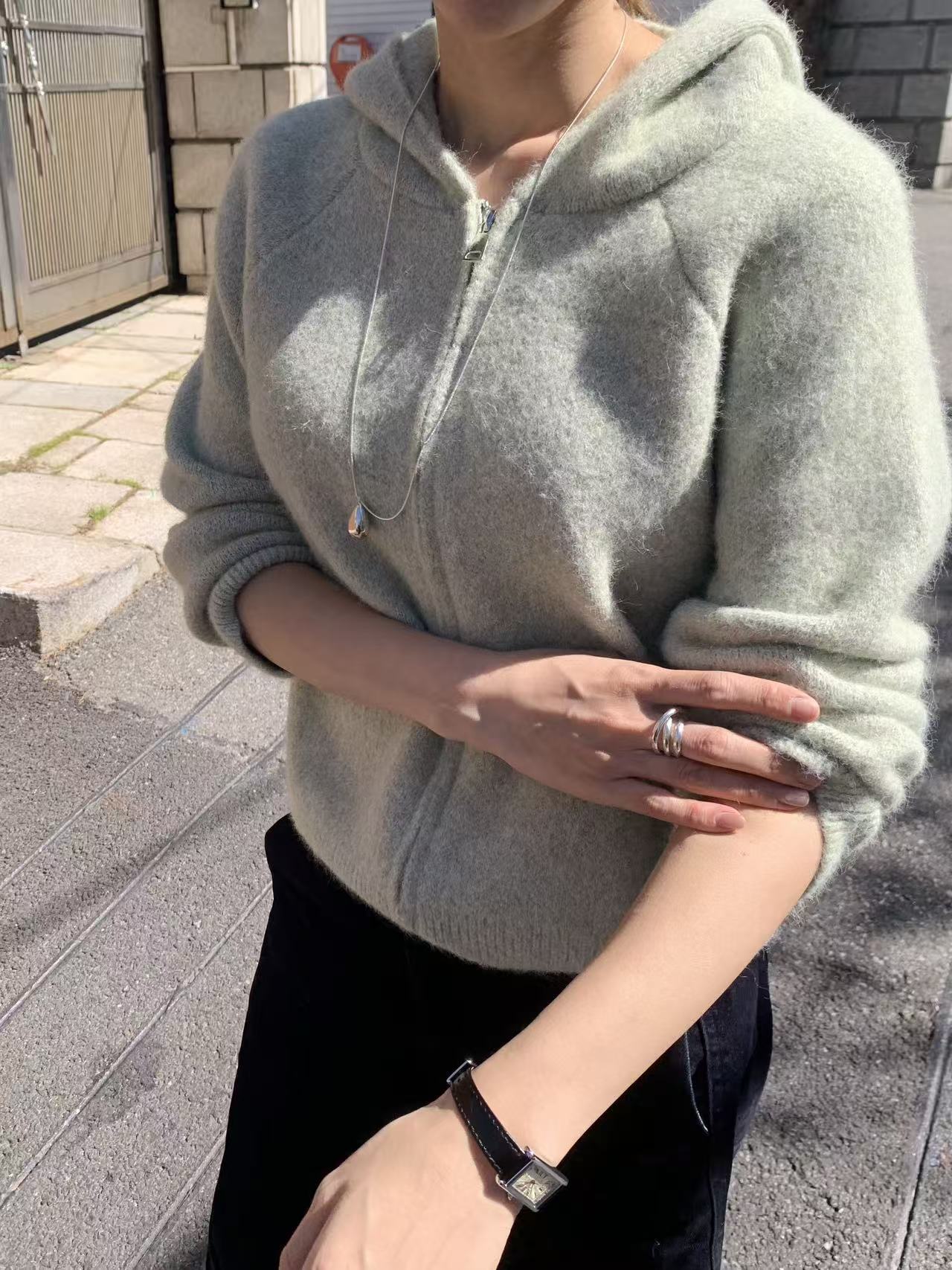 NEUF-2件起訂東大門實拍26秋冬連帽針織開衫針織衫拉鏈開合安NEUF-2件起訂針織衫