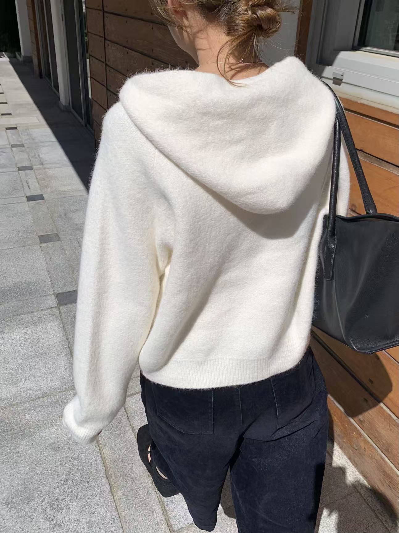 NEUF-2件起訂東大門實拍26秋冬連帽針織開衫針織衫拉鏈開合安NEUF-2件起訂針織衫