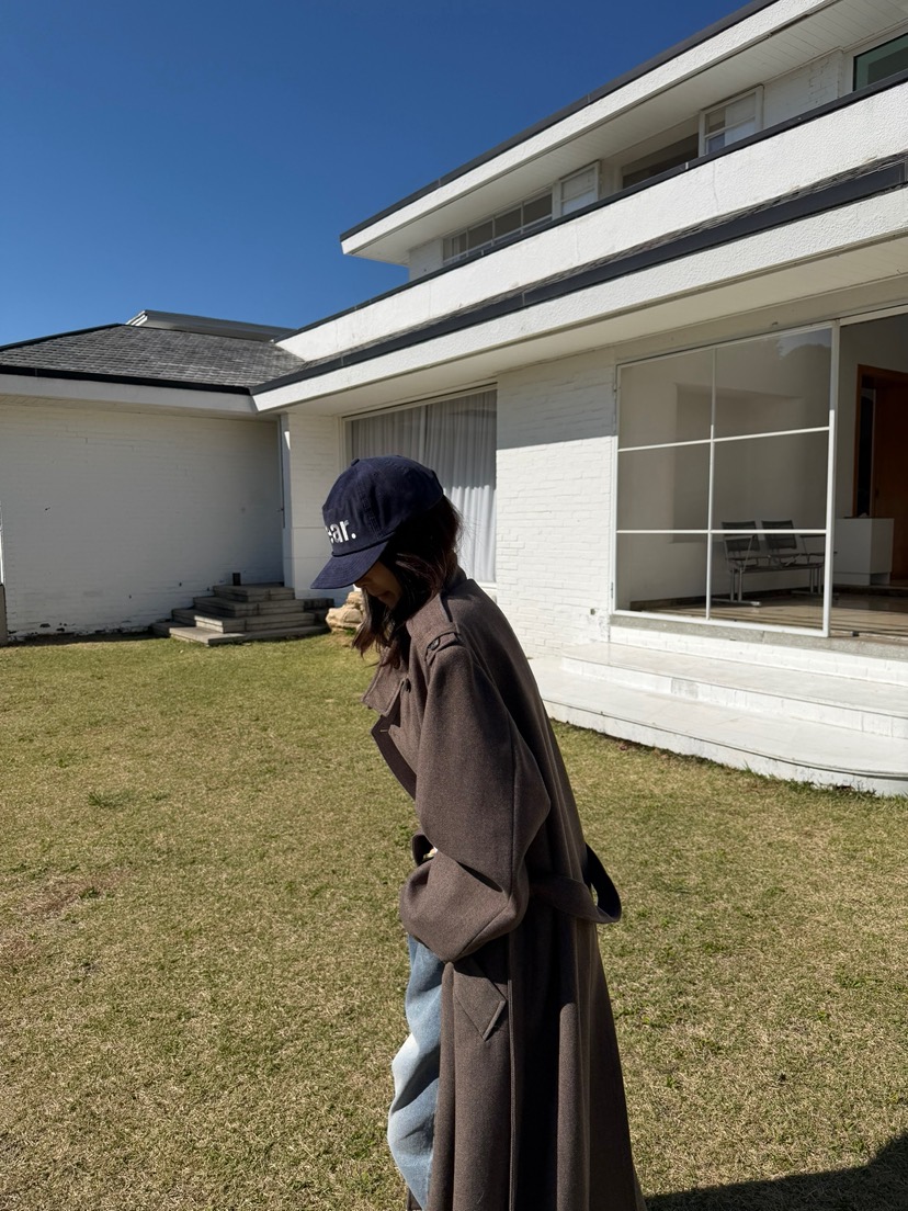 SOLAR東大門代購26秋冬系帶收腰毛呢大衣中長款大衣含腰帶口袋SOLAR中長款大衣