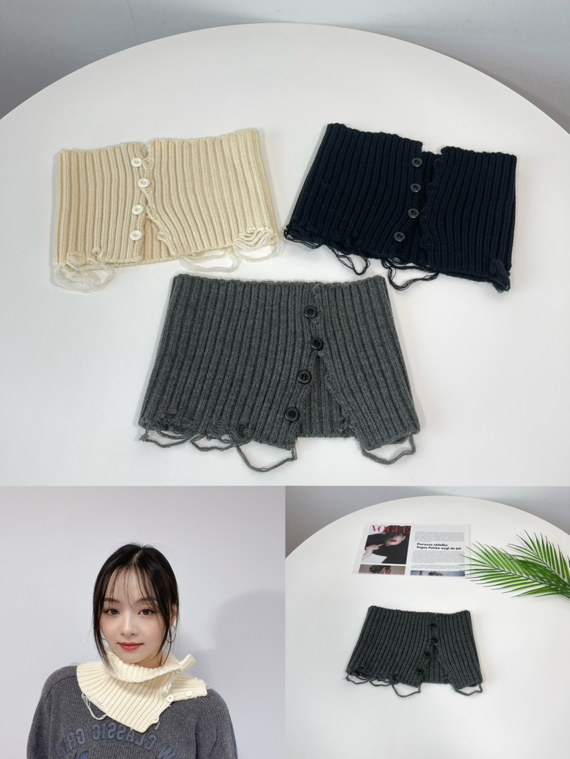 LOVELY HAT東大門代購26秋冬紐扣針織圍脖 保暖造型圍巾披肩可LOVELY HAT圍巾/披肩