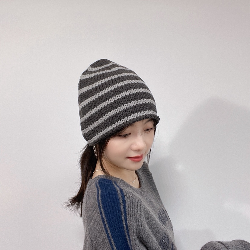 LOVELY HAT東大門實拍26秋冬軟頂條紋針織帽帽子LOVELY HAT帽子