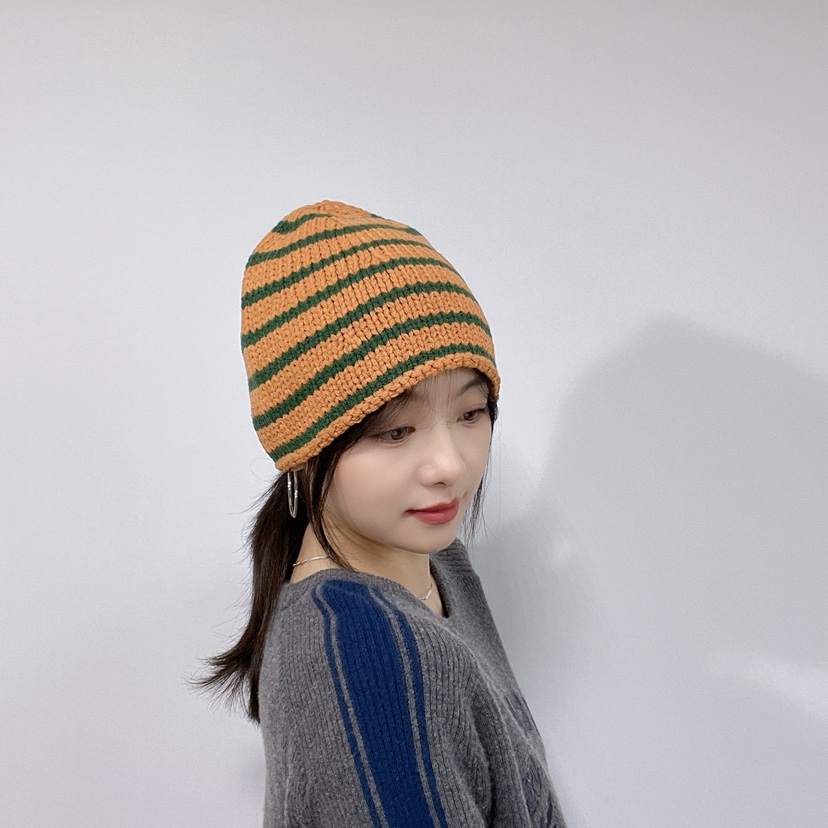 LOVELY HAT東大門實拍26秋冬軟頂條紋針織帽帽子LOVELY HAT帽子