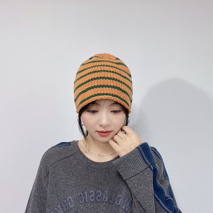 LOVELY HAT東大門實拍26秋冬軟頂條紋針織帽帽子LOVELY HAT帽子