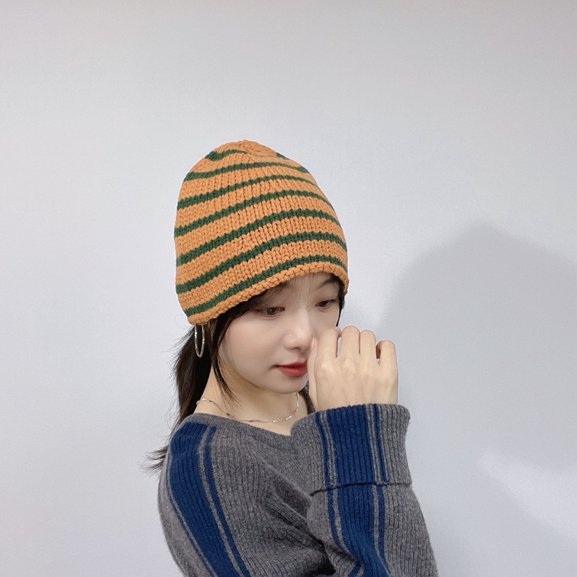 LOVELY HAT東大門實拍26秋冬軟頂條紋針織帽帽子LOVELY HAT帽子